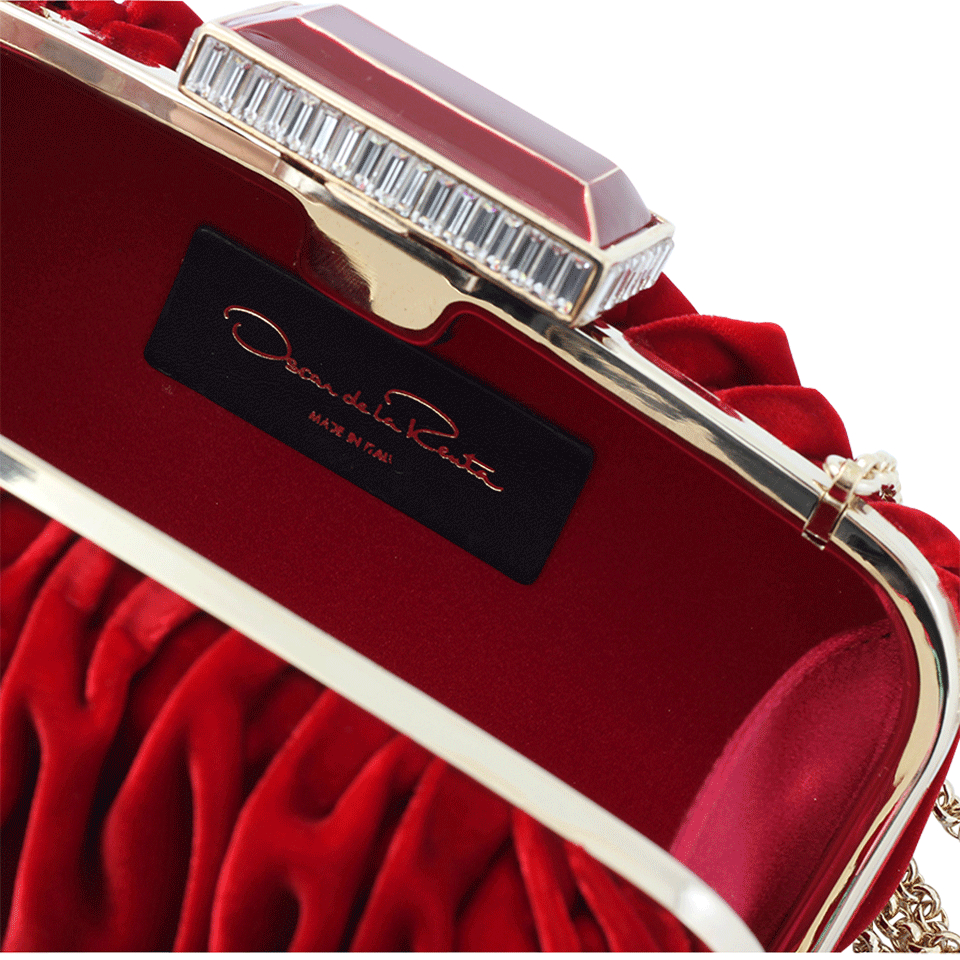 OSCAR DE LA RENTA-Goa Velvet Clutch-RUBY