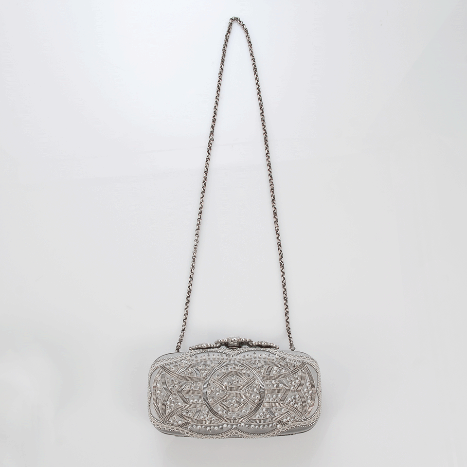 OSCAR DE LA RENTA-Crown Goa Evening Clutch-SILVER