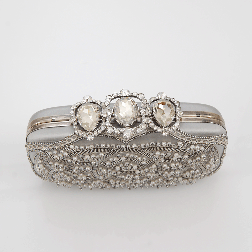 OSCAR DE LA RENTA-Crown Goa Evening Clutch-SILVER