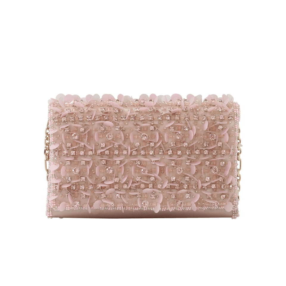 OSCAR DE LA RENTA-Embroidered Petite Evening Bag-SOFTPINK