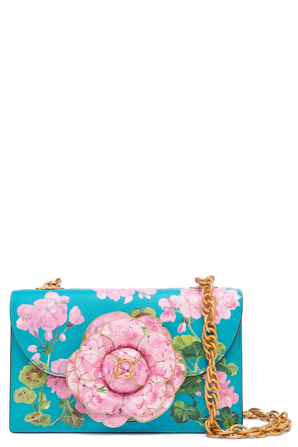 OSCAR DE LA RENTA-Classic Tro Bag - Aqua Geranium-AQUA MULIT