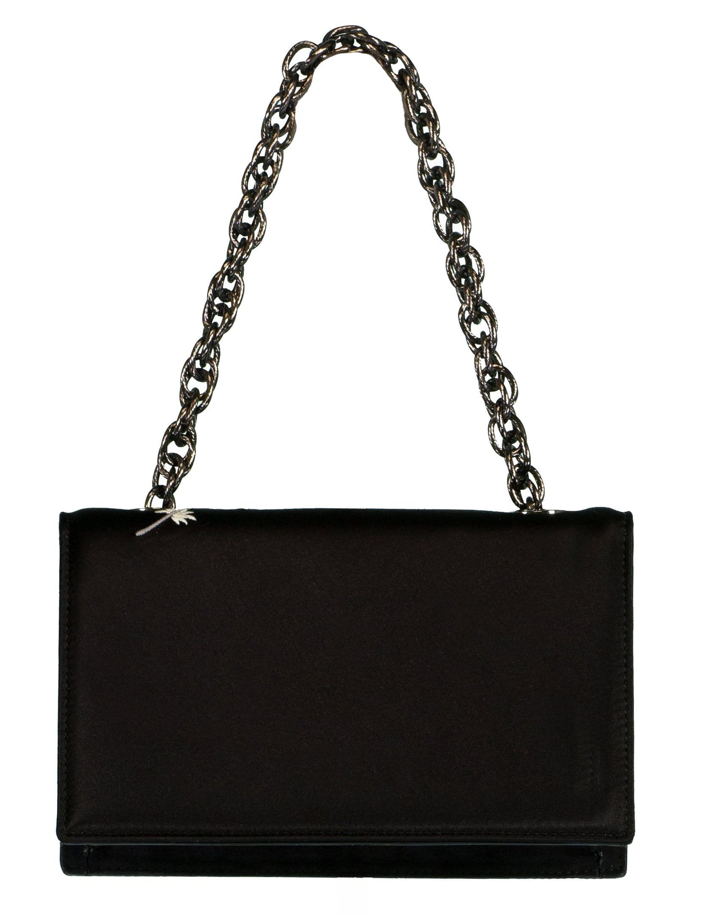 OSCAR DE LA RENTA-Embroidered Satin TRO Bag-BLACK