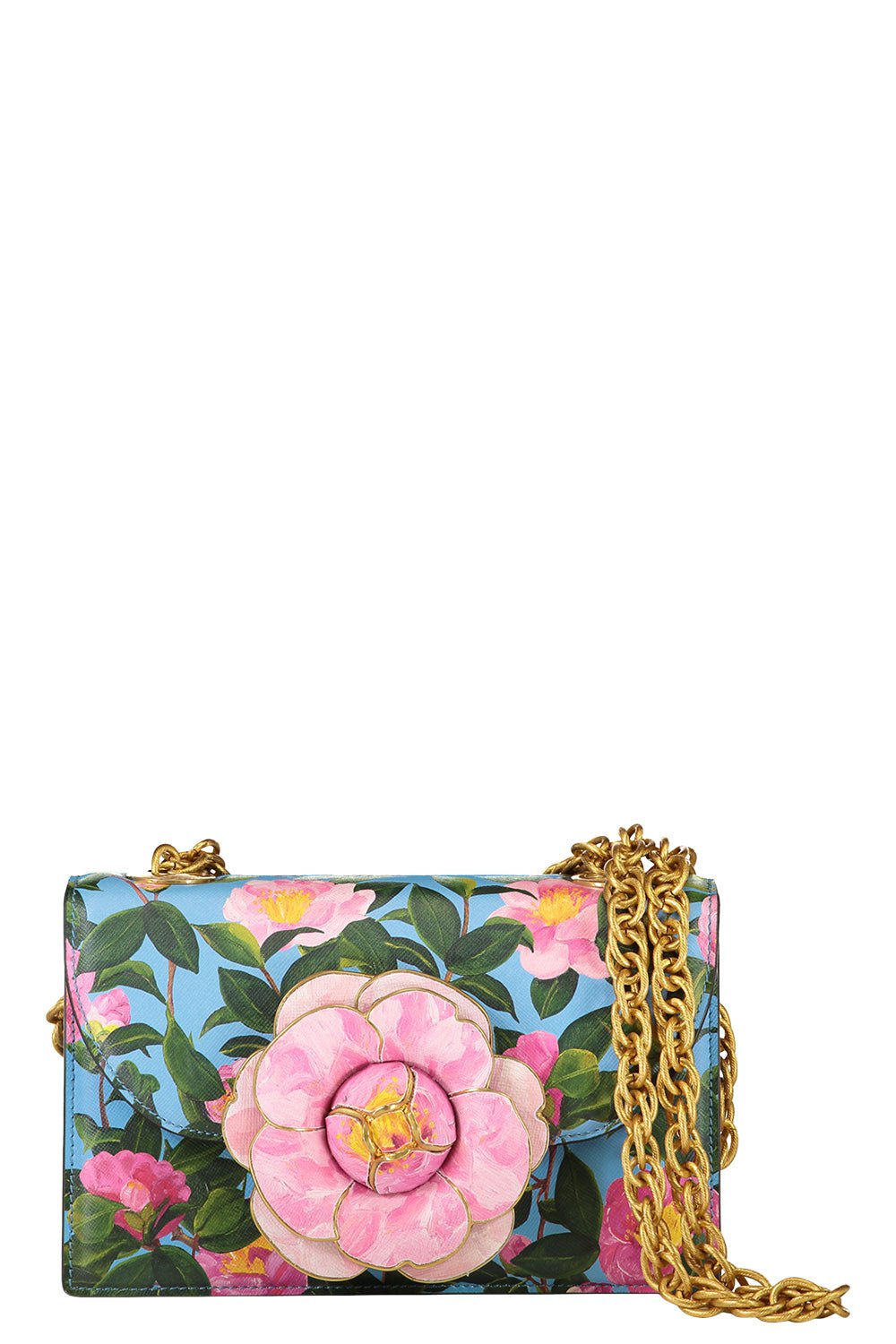 OSCAR DE LA RENTA-Classic Tro Bag - Camellia-LT BLUE