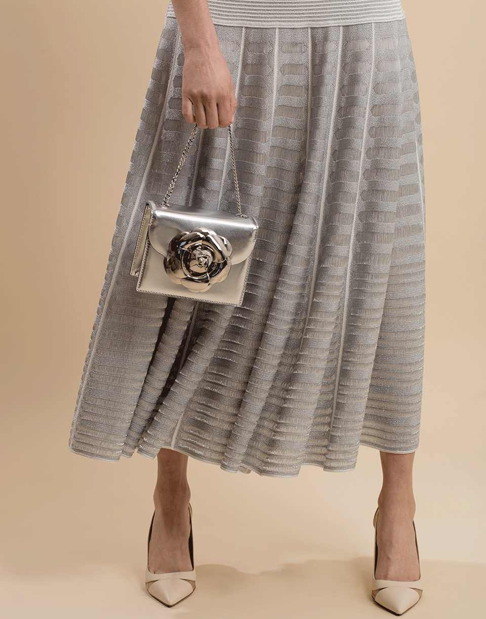 OSCAR DE LA RENTA-Silver Mini Tro Bag-SILVER