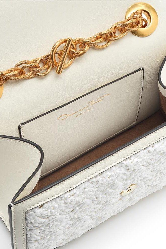 OSCAR DE LA RENTA-Classic Tro Bag - White Raffia-WHITE