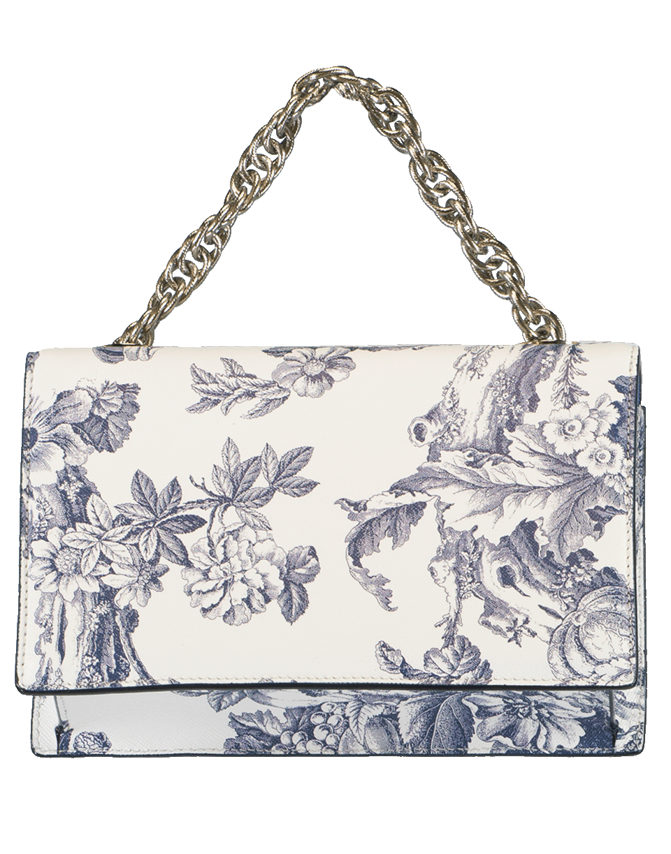 OSCAR DE LA RENTA-Floral Print Tro Handbag-WHT/BLUE