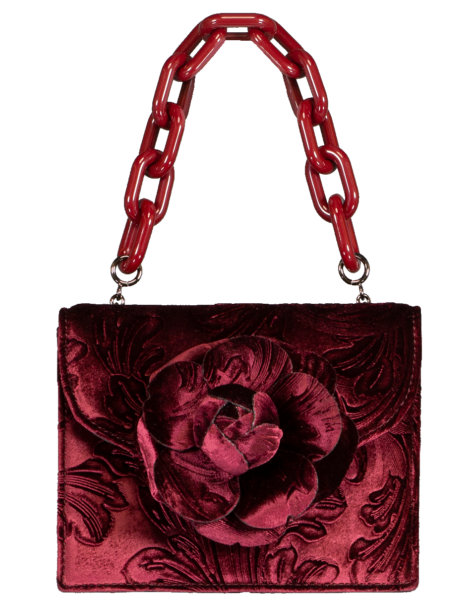 OSCAR DE LA RENTA-Mini TRO Velvet Bag-CRANBRRY