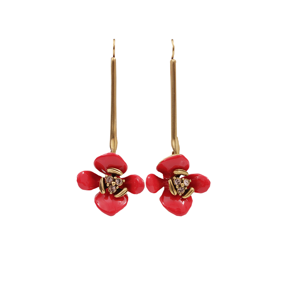 OSCAR DE LA RENTA-Painted Flower Drop Earrings-AMARANTH