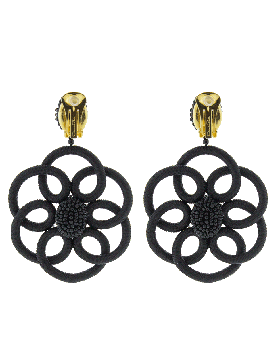 OSCAR DE LA RENTA-Abstract Silk Flower Earrings-BLACK