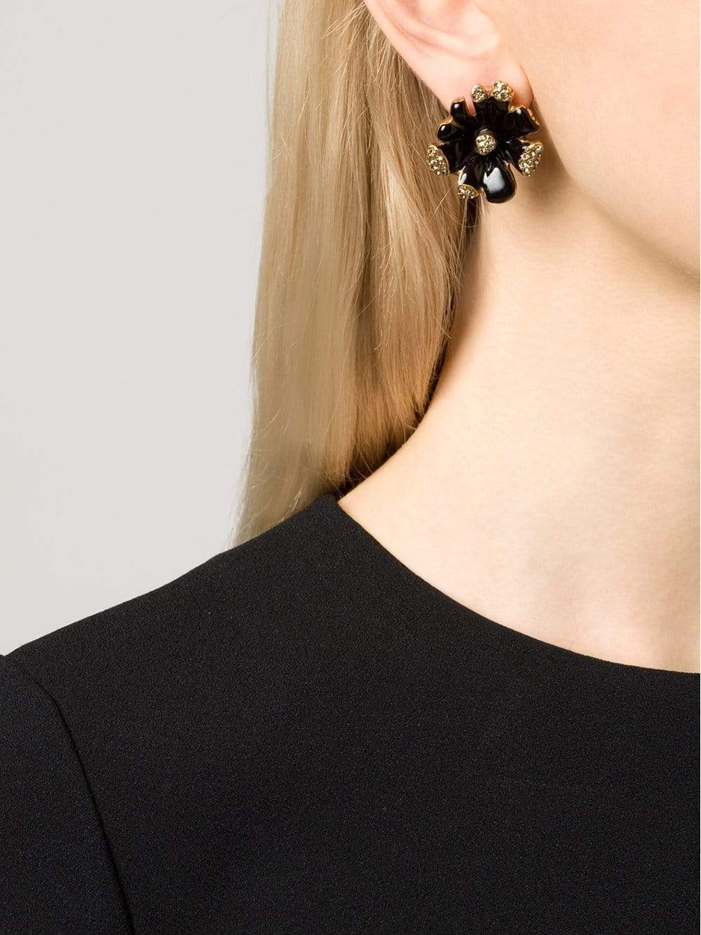 OSCAR DE LA RENTA-Orchid Enamel Clip Earrings-