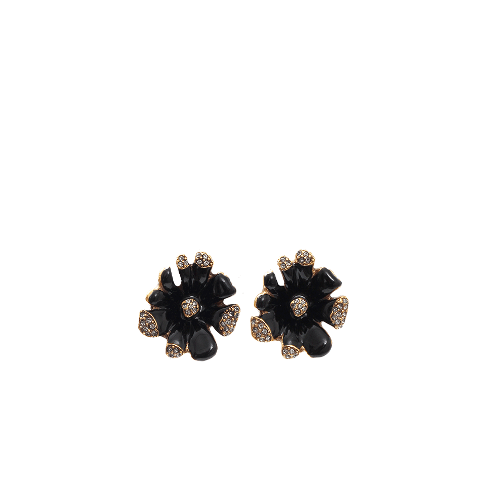 OSCAR DE LA RENTA-Orchid Enamel Clip Earrings-