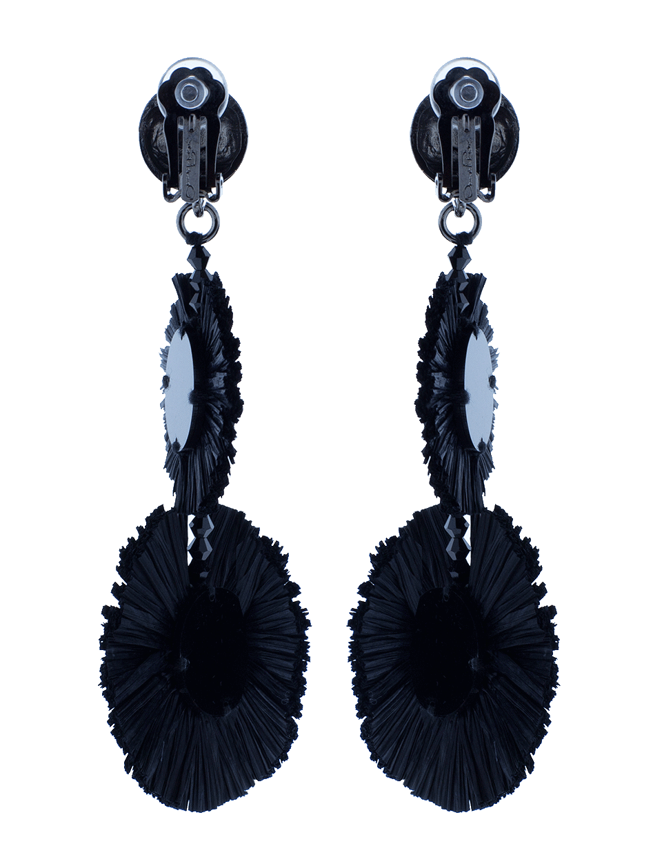 OSCAR DE LA RENTA-Raffia Disk Crop Earrings-BLACK