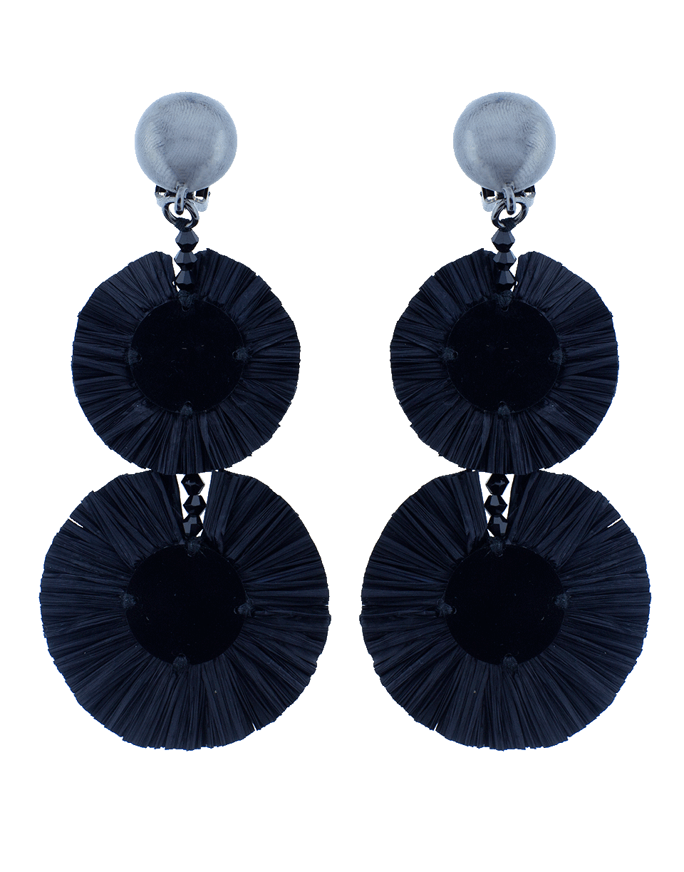 OSCAR DE LA RENTA-Raffia Disk Crop Earrings-BLACK