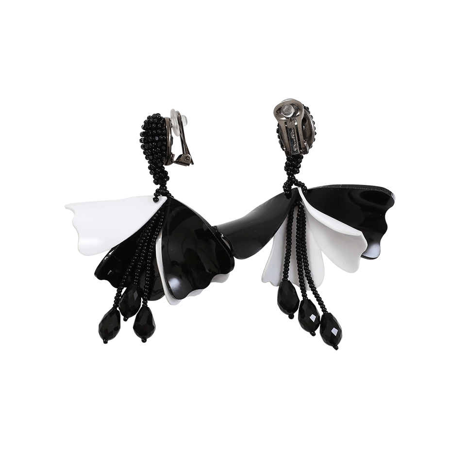 OSCAR DE LA RENTA-Impatient Flower Earrings-BLK/WHT