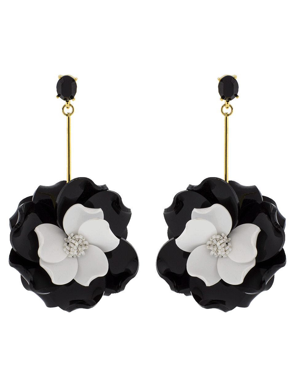 OSCAR DE LA RENTA-Petunia Long Drop Earrings-BLK/WHT