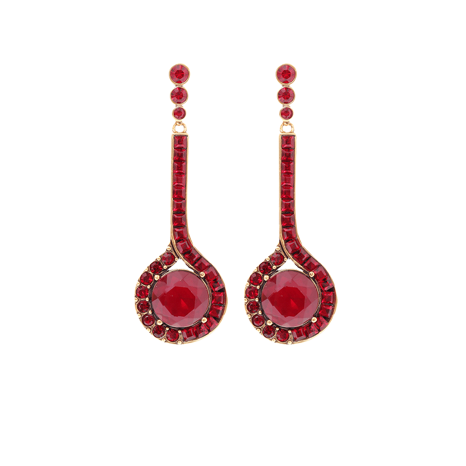 OSCAR DE LA RENTA-Swarovski Crystal Drop Earrings-CARDINAL