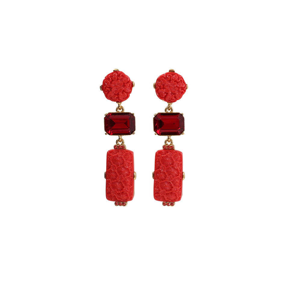 OSCAR DE LA RENTA-Carved Floral Earrings-CAYENNE