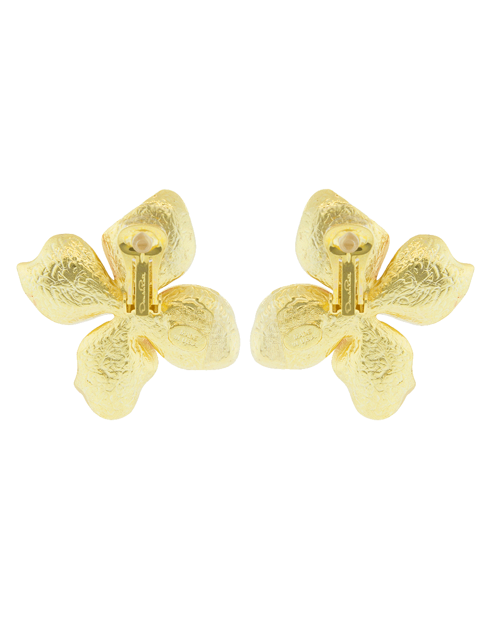 OSCAR DE LA RENTA-Painted Flower Button Earrings-CAYENNE