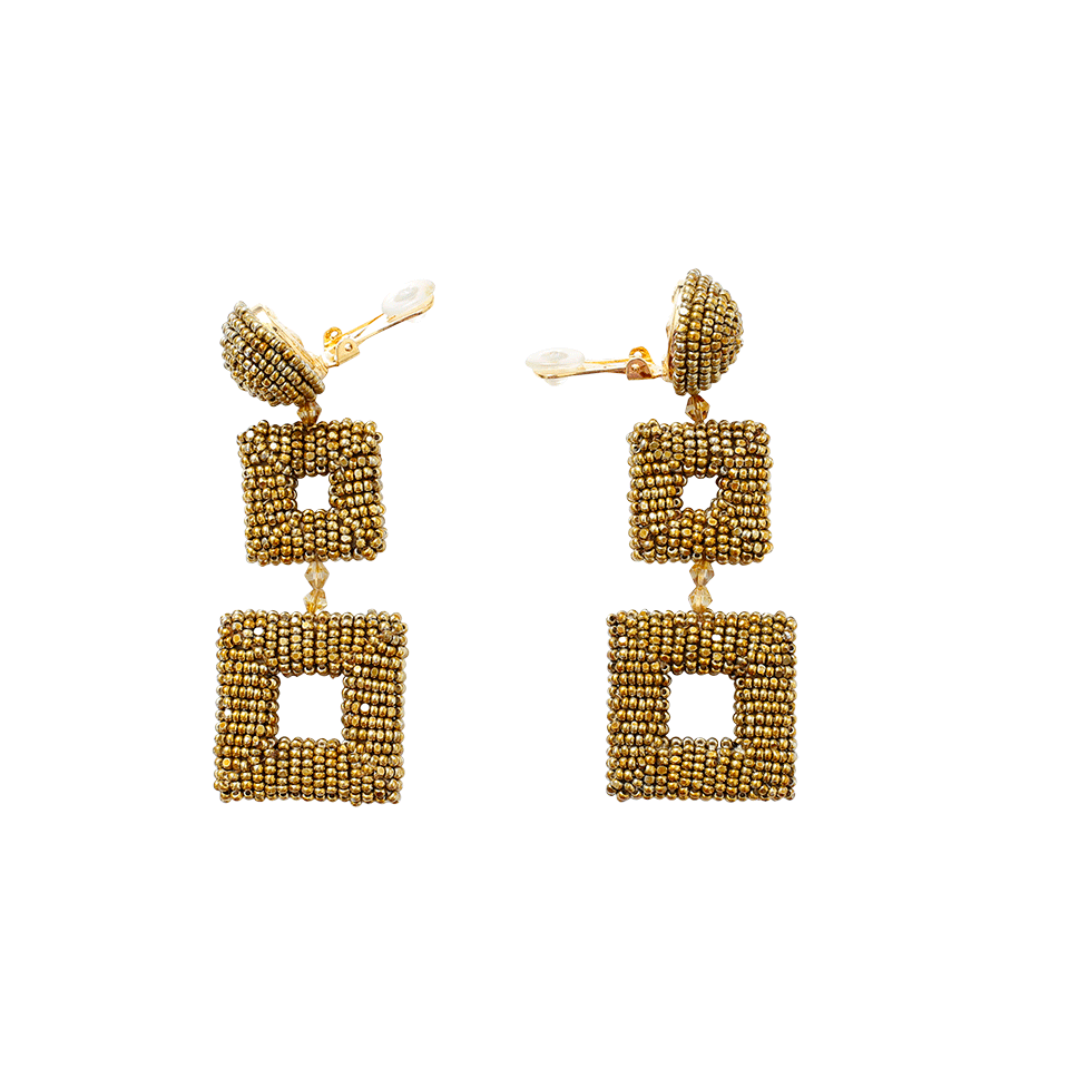 OSCAR DE LA RENTA-Double Square Beaded Earrings-CHAMPGN