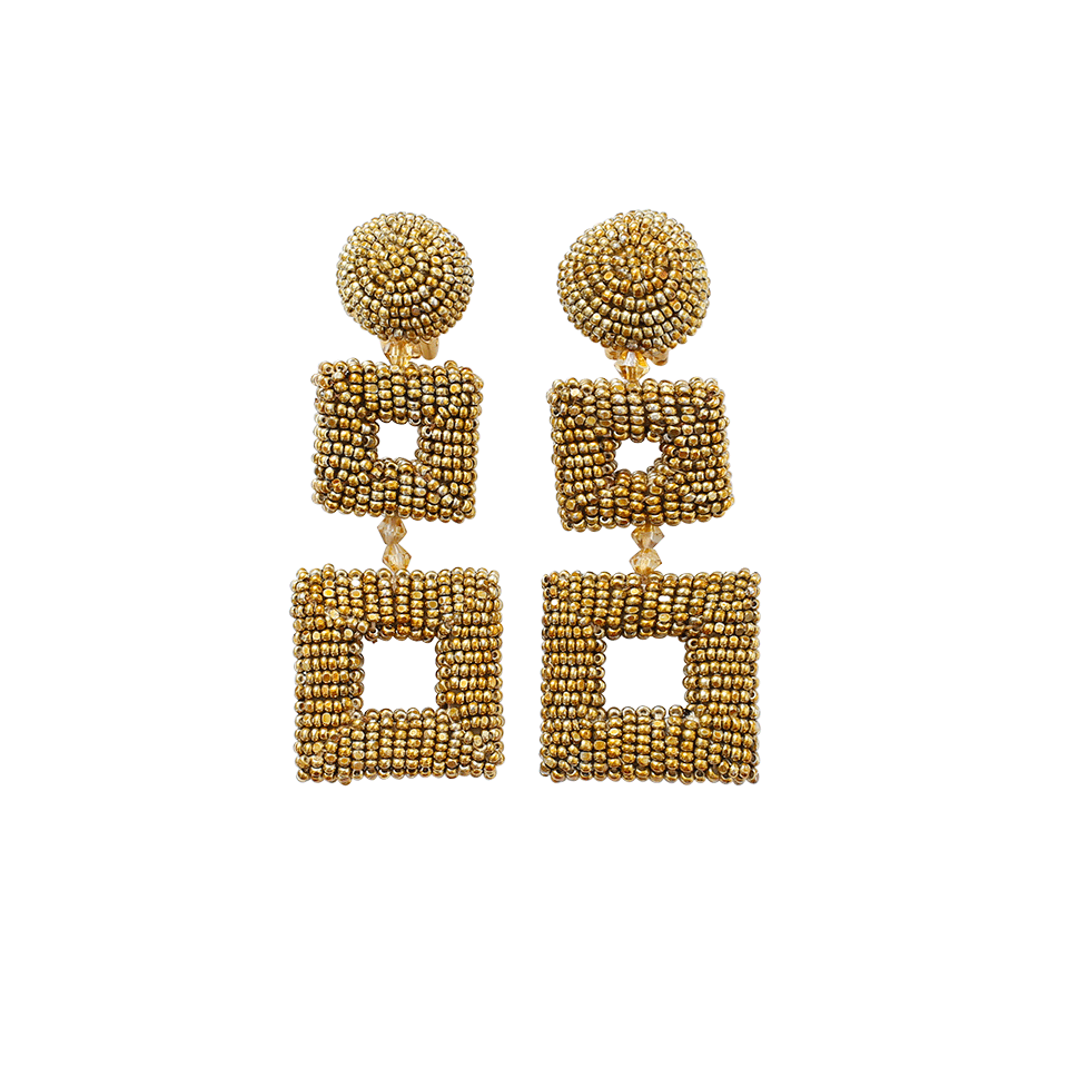 OSCAR DE LA RENTA-Double Square Beaded Earrings-CHAMPGN