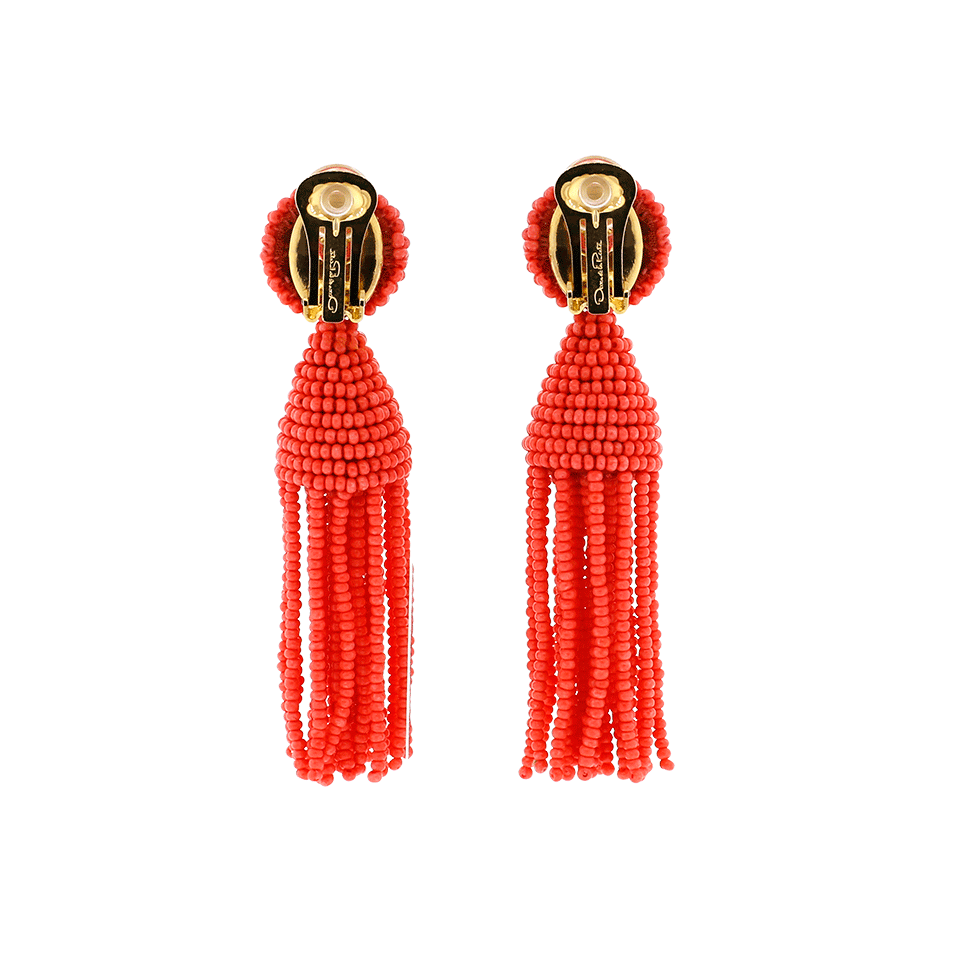 OSCAR DE LA RENTA-Short Tassel Earrings-CORAL
