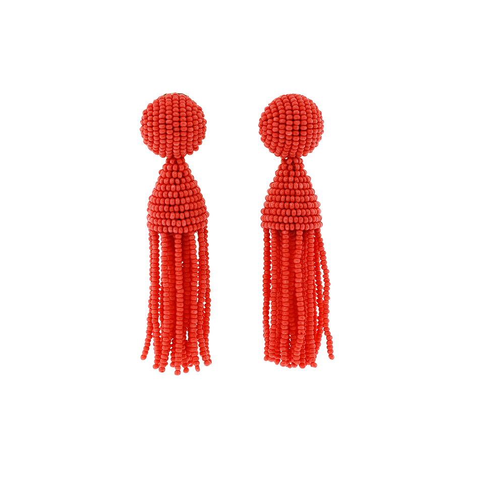 OSCAR DE LA RENTA-Short Tassel Earrings-CORAL