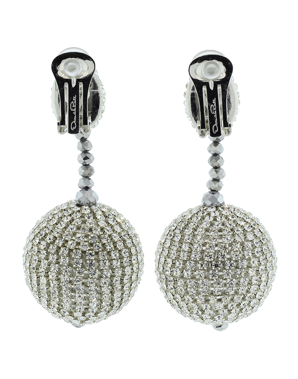 OSCAR DE LA RENTA-Beaded Drop Earrings-CRY/SLVR