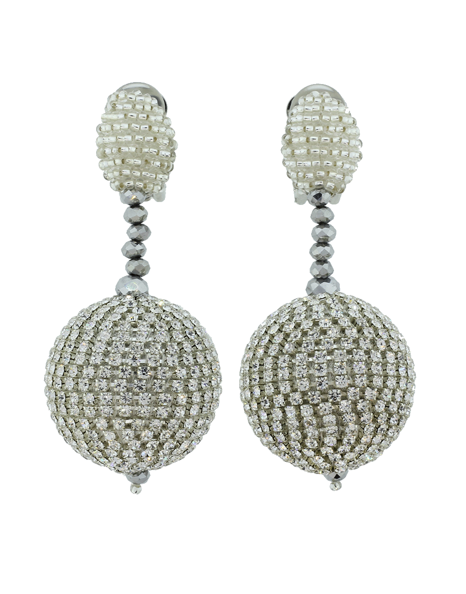 OSCAR DE LA RENTA-Beaded Drop Earrings-CRY/SLVR