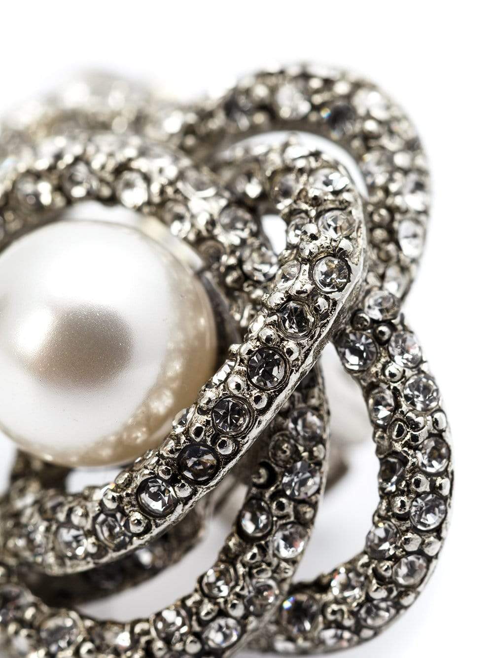 OSCAR DE LA RENTA-Pearl Button Clip Earrings-CRYS/SLV