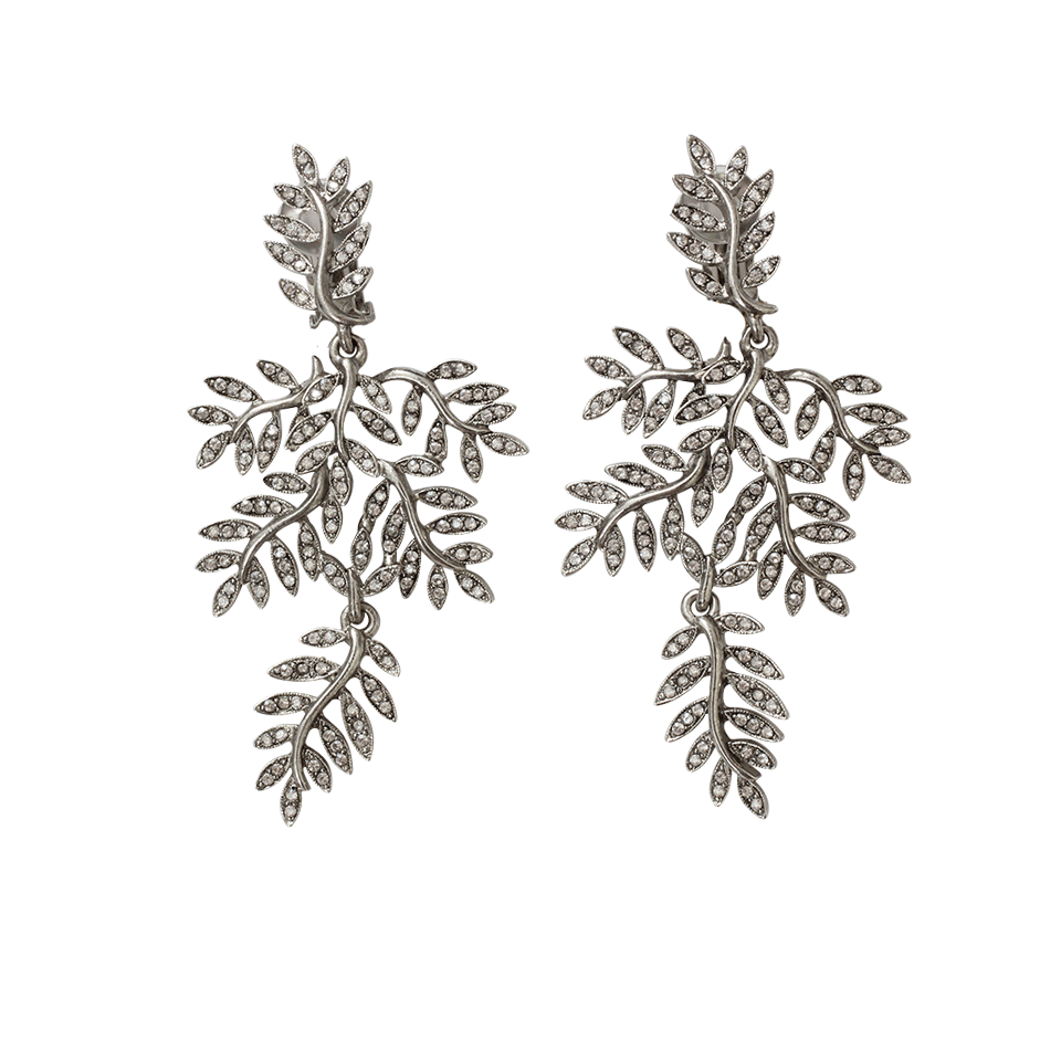 OSCAR DE LA RENTA-Vine Clip Earrings-CRYS/SLV