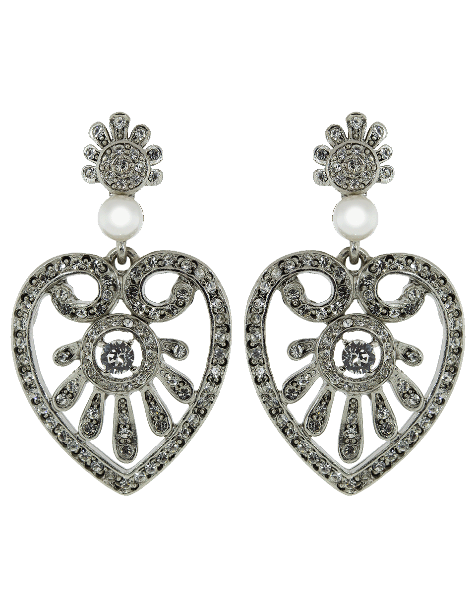 OSCAR DE LA RENTA-Heart Drop Earrings-CRYSTAL