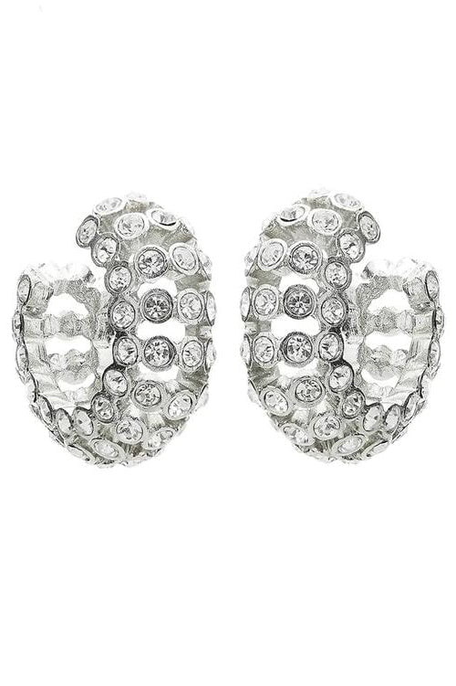 OSCAR DE LA RENTA-Caterpillar Hoop Earrings-CRYSTAL