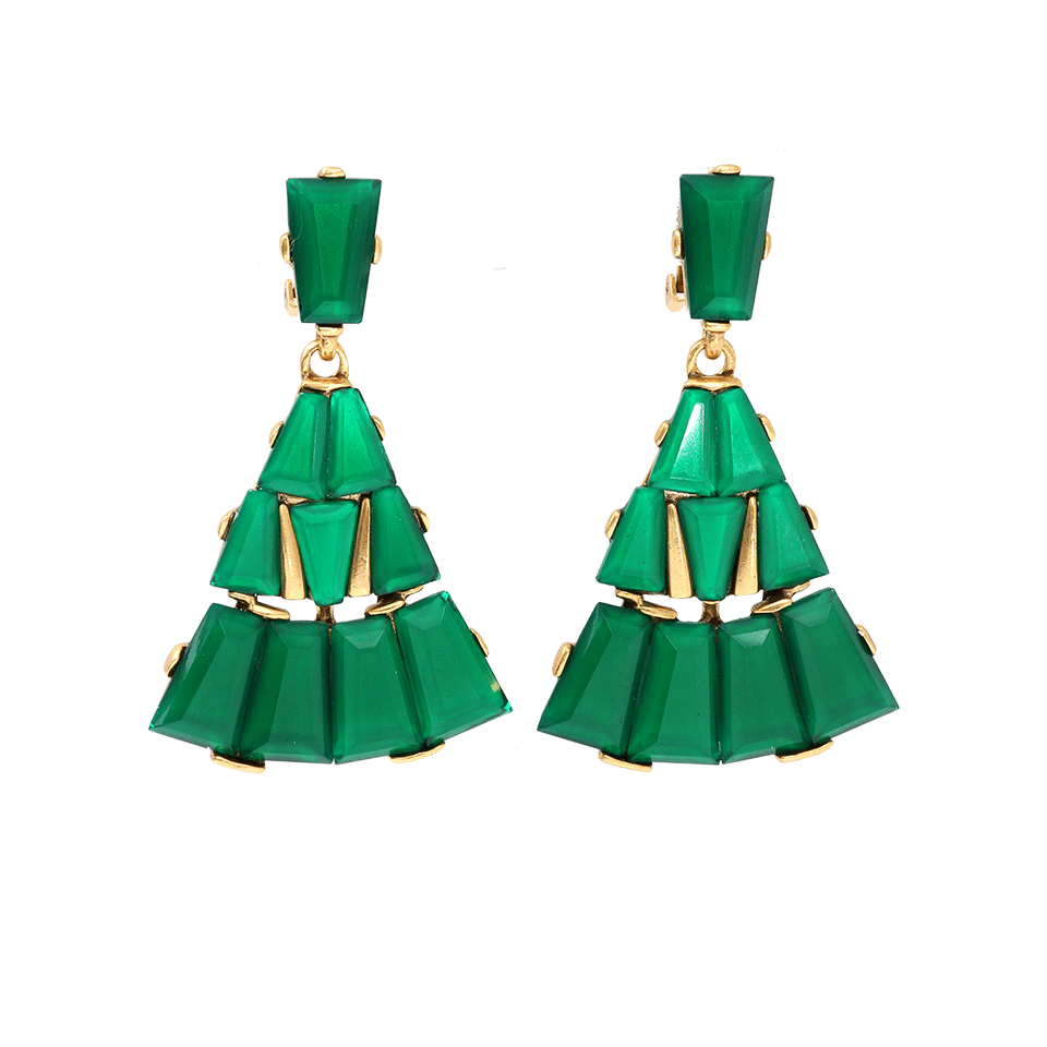 OSCAR DE LA RENTA-Baguette Pave Earrings-EMERALD
