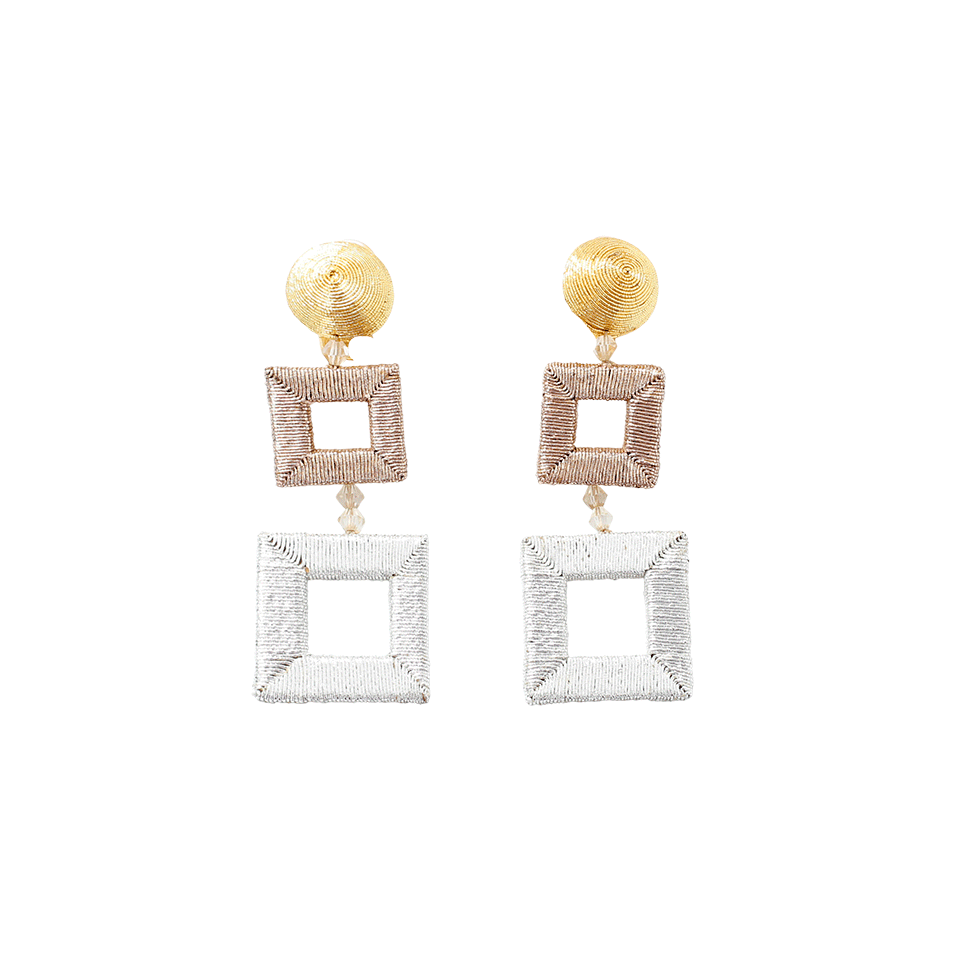 OSCAR DE LA RENTA-Double Square Wrapped Earrings-GOLD