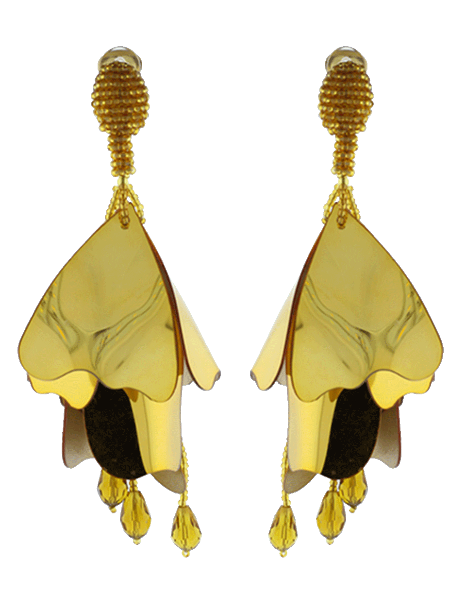 OSCAR DE LA RENTA-Large Impatiens Flower Earrings-GOLD