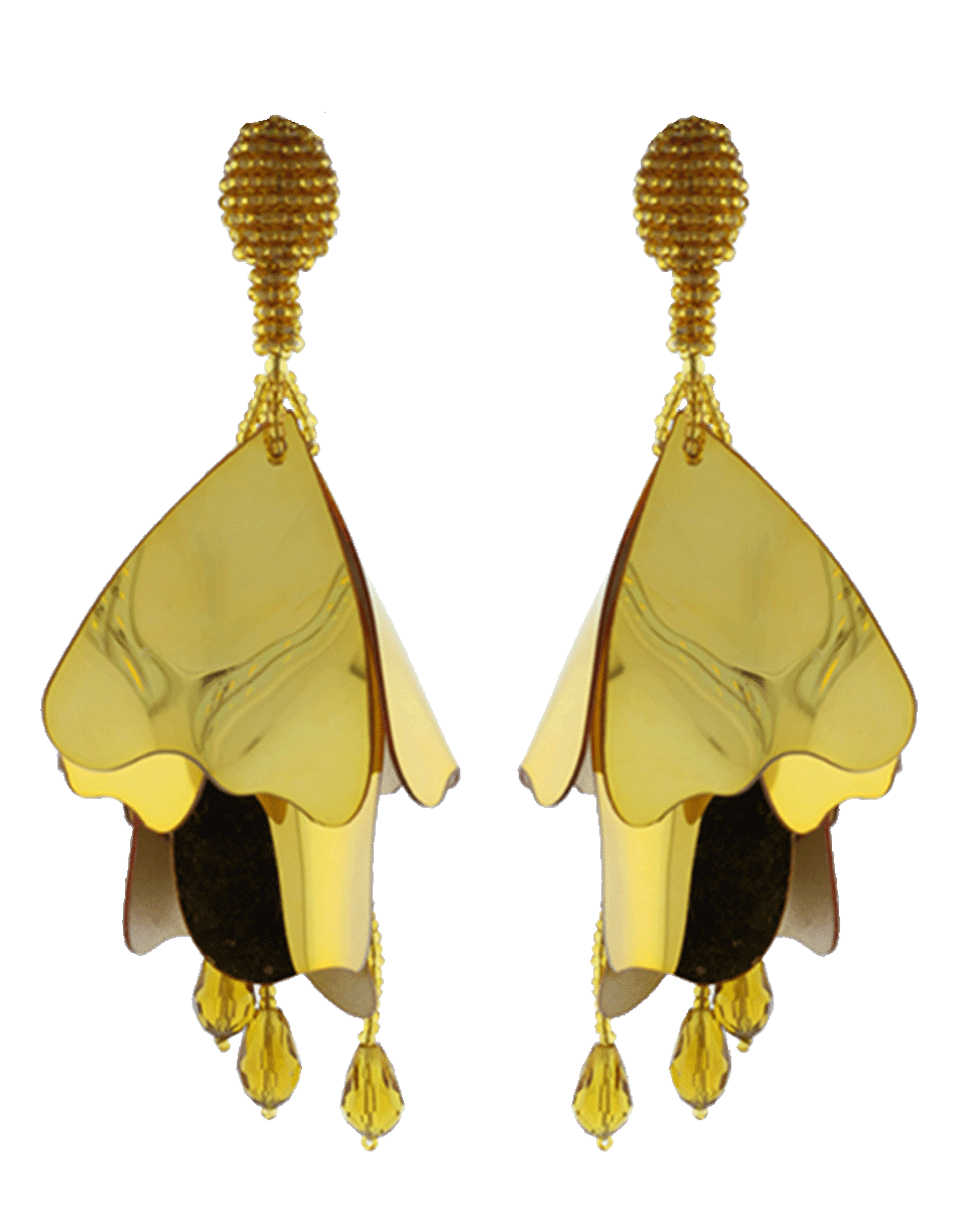 OSCAR DE LA RENTA-Large Impatiens Flower Earrings-GOLD