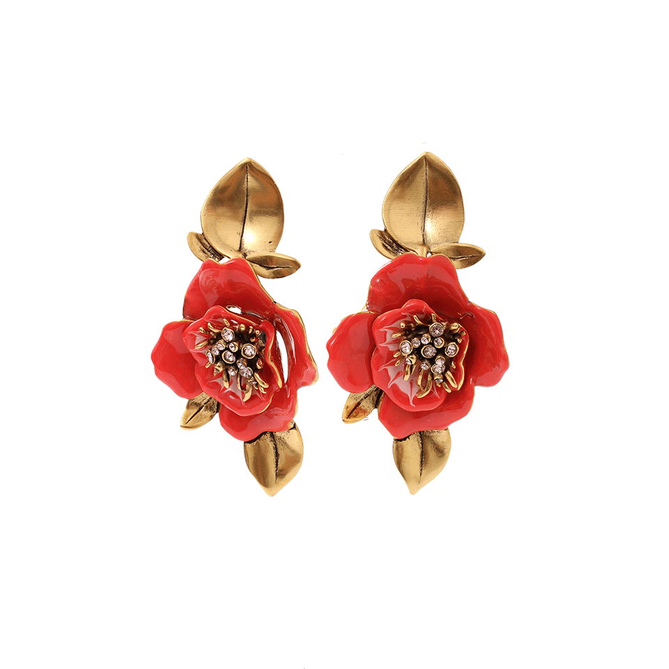 OSCAR DE LA RENTA-Painted Flower Clip Earrings-GRANITA