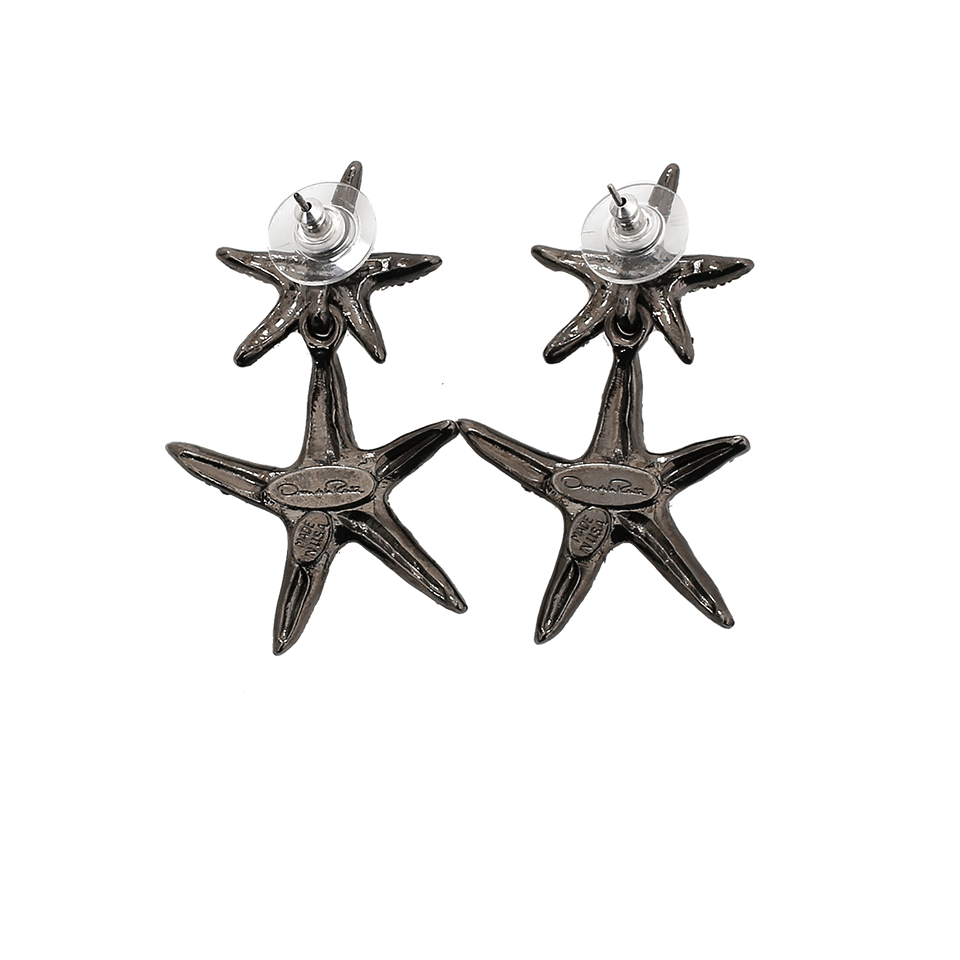 OSCAR DE LA RENTA-Pave Sea Star Drop Earrings-GUNMETAL