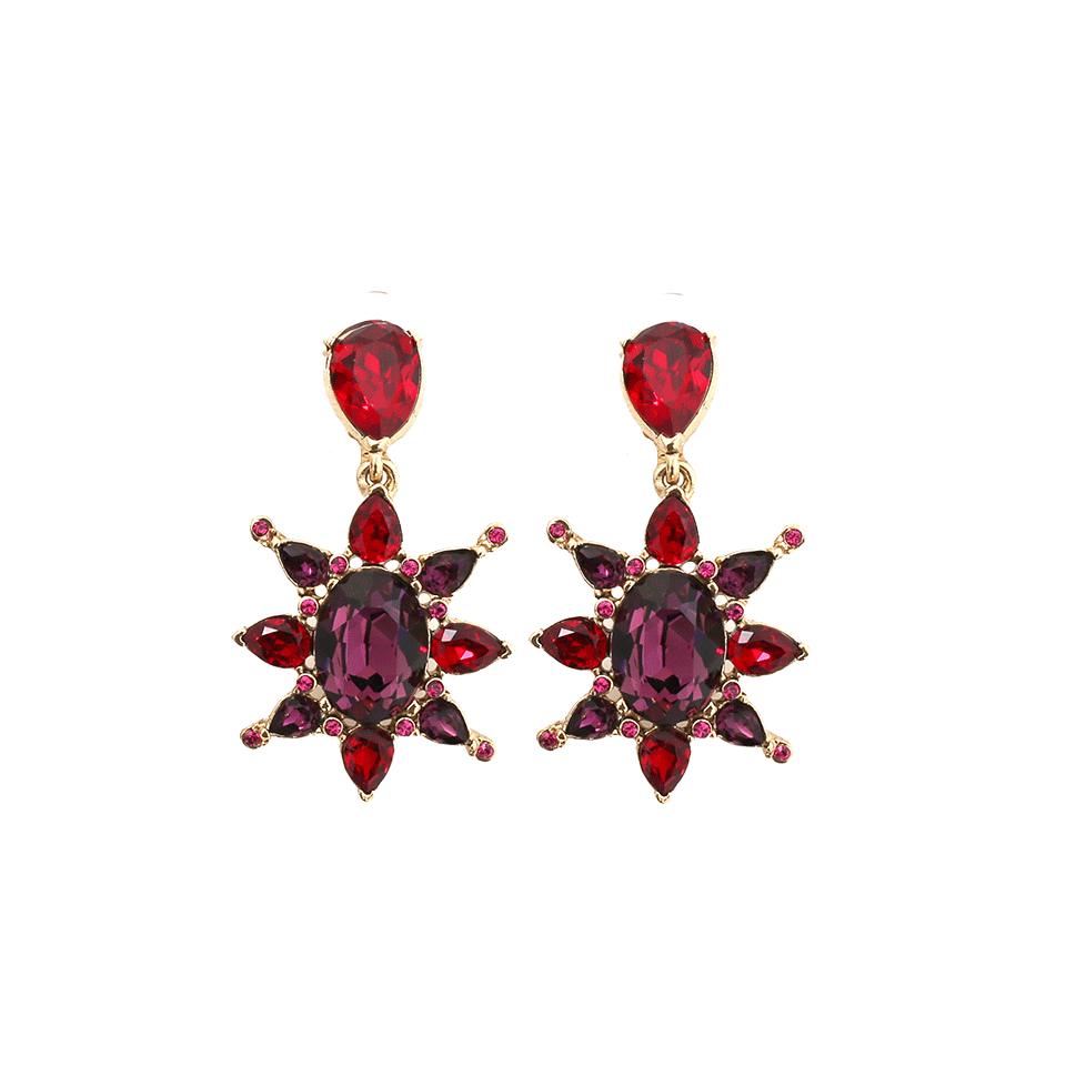 OSCAR DE LA RENTA-Tropical Bloom Star Earrings-HOT PINK