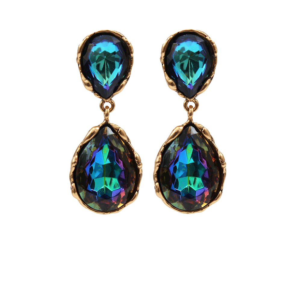OSCAR DE LA RENTA-Large Crystal Drop Earrings-INDIGO
