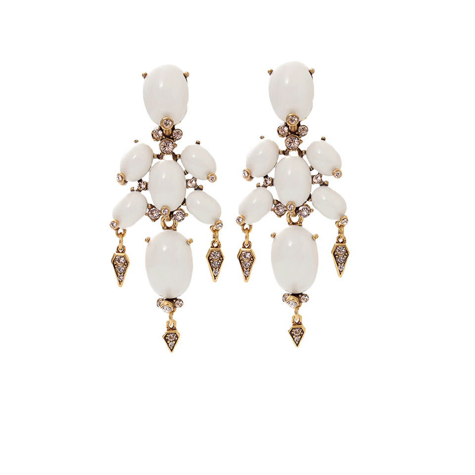 OSCAR DE LA RENTA-Oval Cabachon Earrings-IVORY