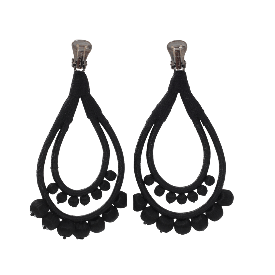 OSCAR DE LA RENTA-Beaded Teardrop Earrings-JET