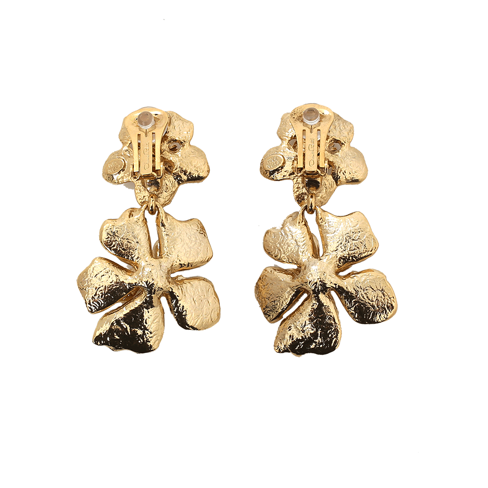 OSCAR DE LA RENTA-Bold Flower Drop Earrings-LGHTGOLD
