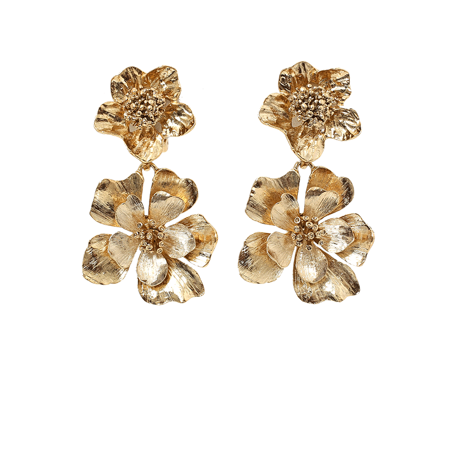 OSCAR DE LA RENTA-Bold Flower Drop Earrings-LGHTGOLD