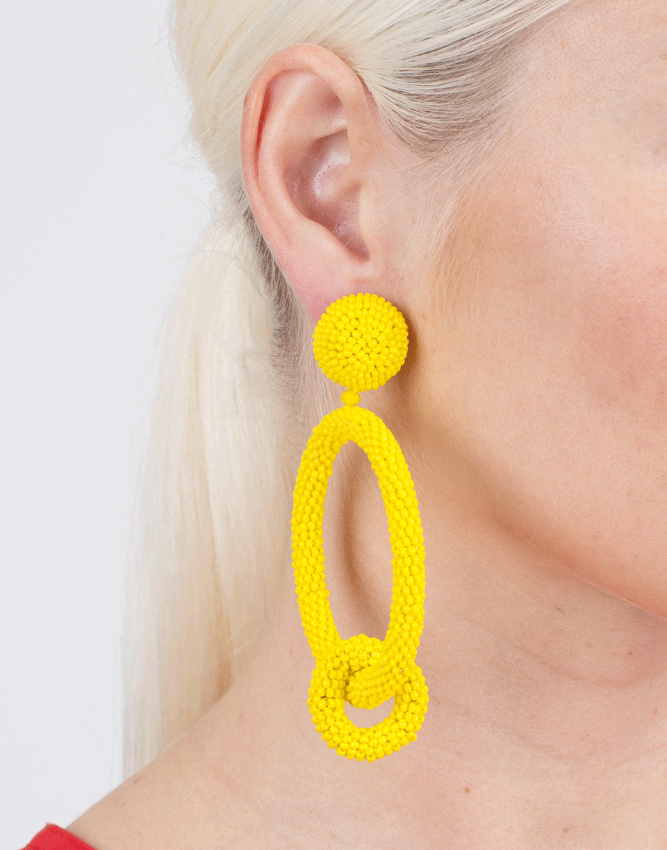 OSCAR DE LA RENTA-Double Hoop Beaded Earrings-MARIGOLD