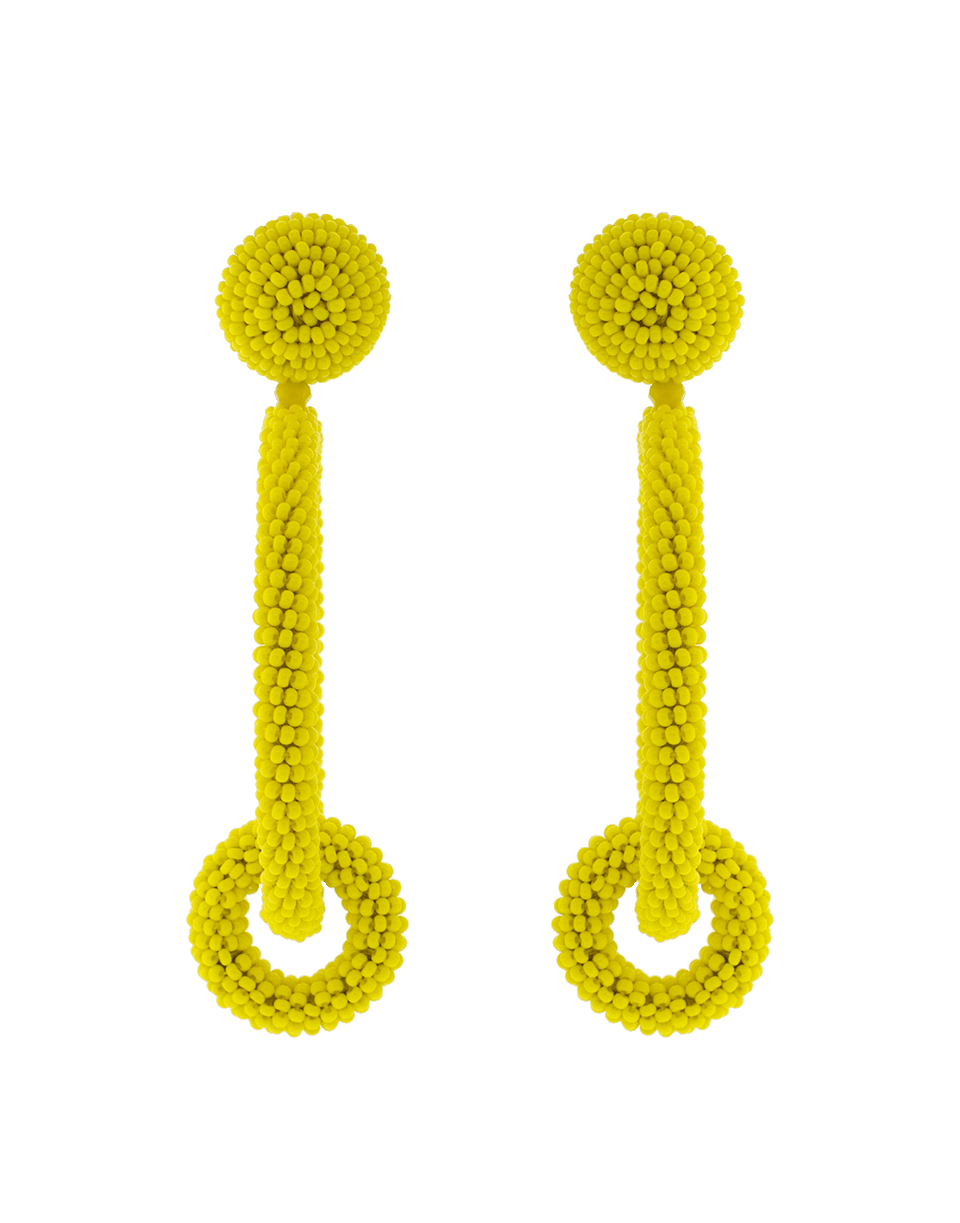 OSCAR DE LA RENTA-Double Hoop Beaded Earrings-MARIGOLD