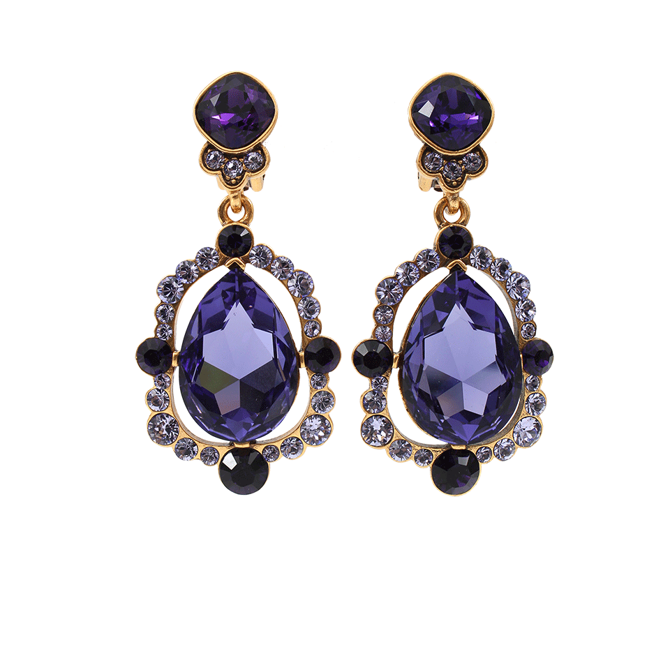 OSCAR DE LA RENTA-Pear Cut Drop Earrings-MULBERRY