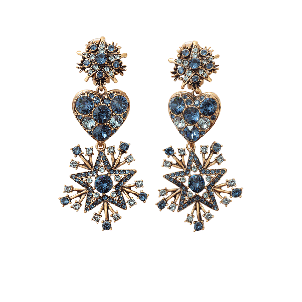 OSCAR DE LA RENTA-Stars And Heart Clip Earring-NAVY