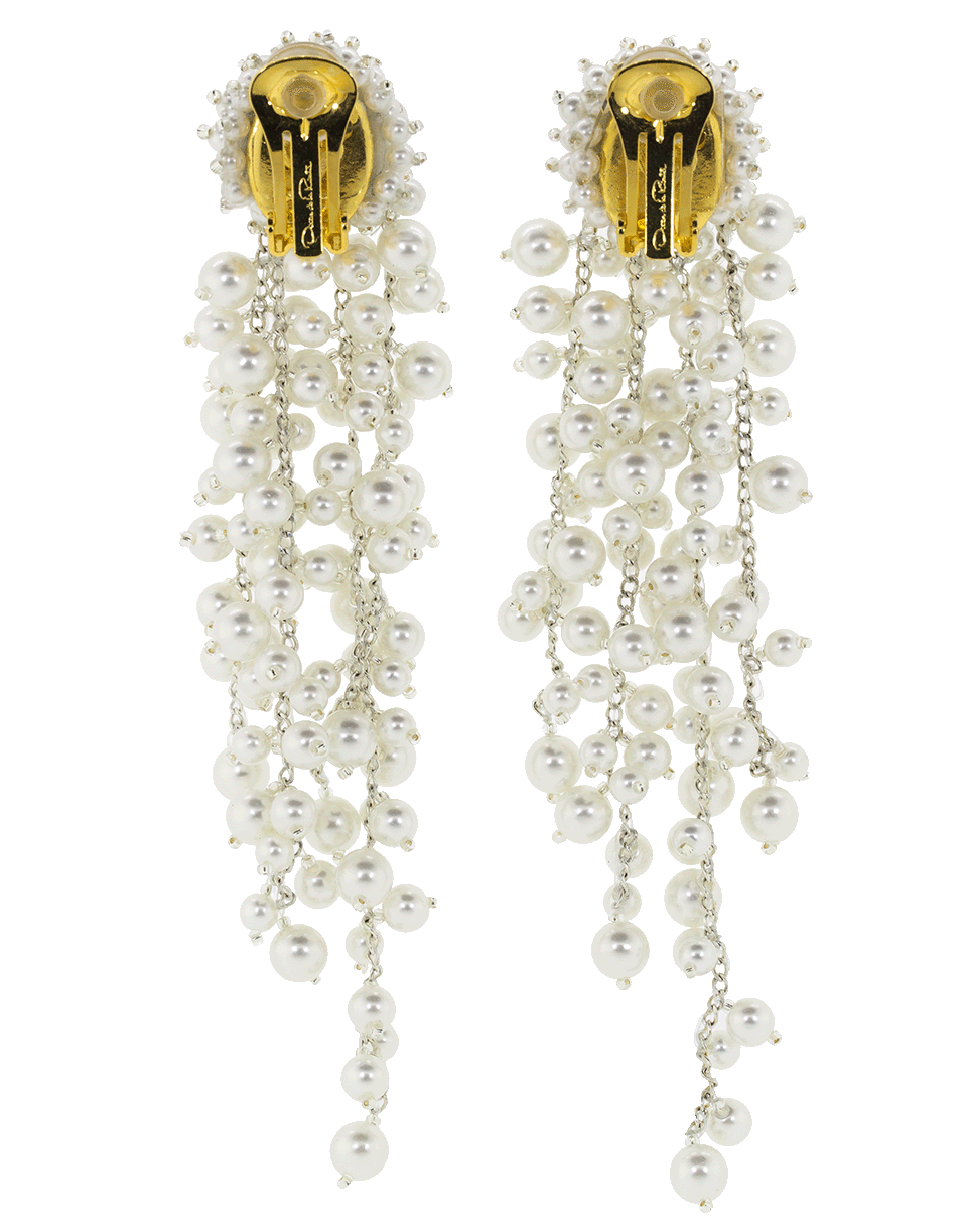 OSCAR DE LA RENTA-Pearl Drop Cluster Clip Earrings-PEARL