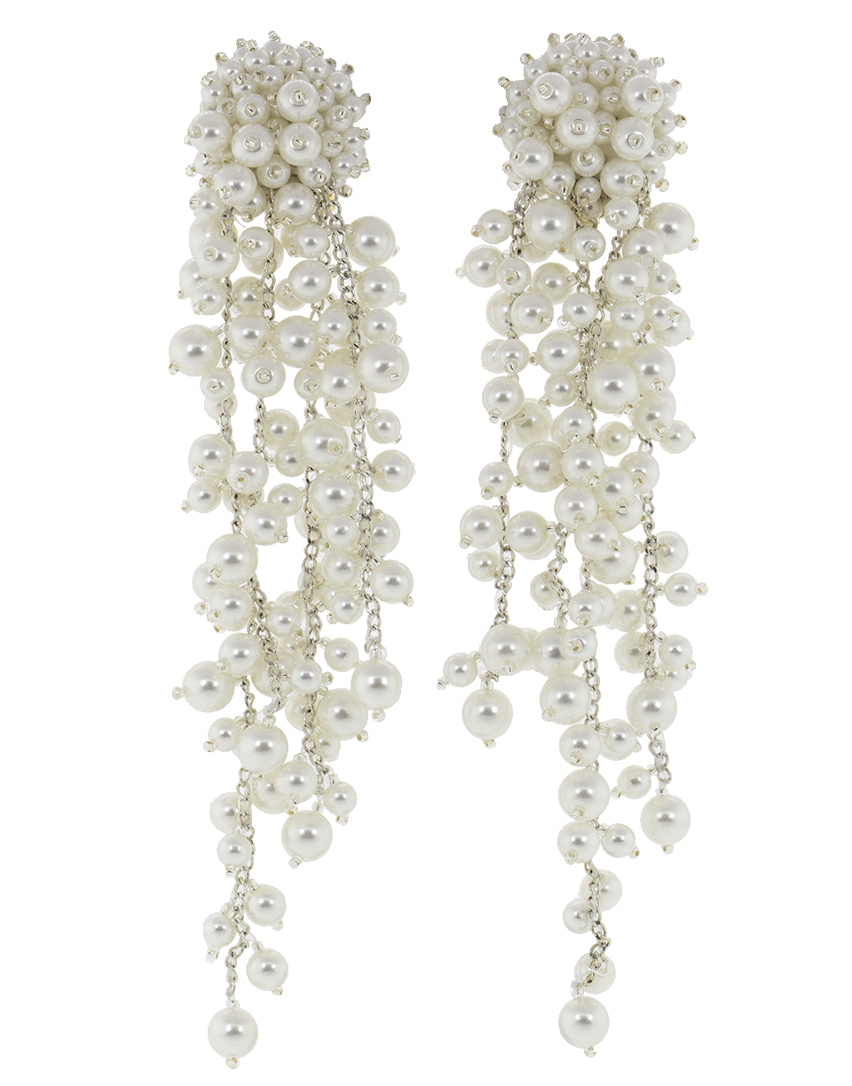 OSCAR DE LA RENTA-Pearl Drop Cluster Clip Earrings-PEARL